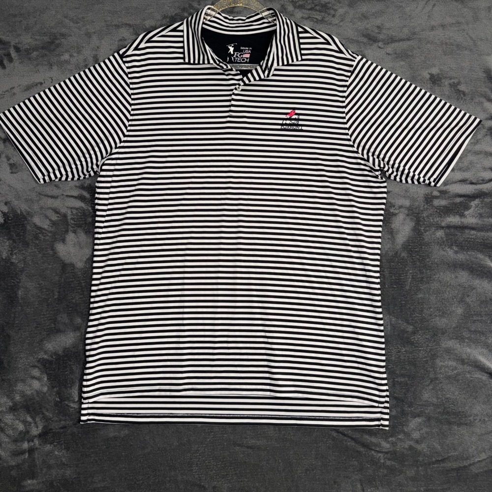 Men's Large Fairway & Greene Tech Polo Striped Excellent Foxhunt Golf Top